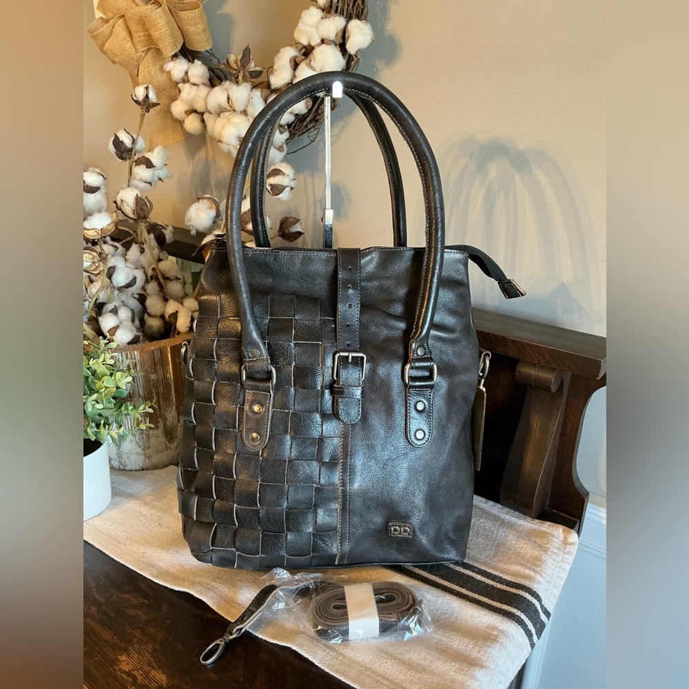 NWT Bed Stu Leather Rachel Shoulder Crossbody Bag Tote Black Rustic Retail $345 - Picture 12 of 14
